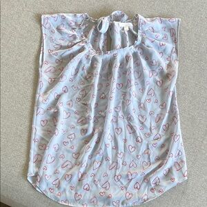 LC Lauren Conrad Blue Heart Print Blouse